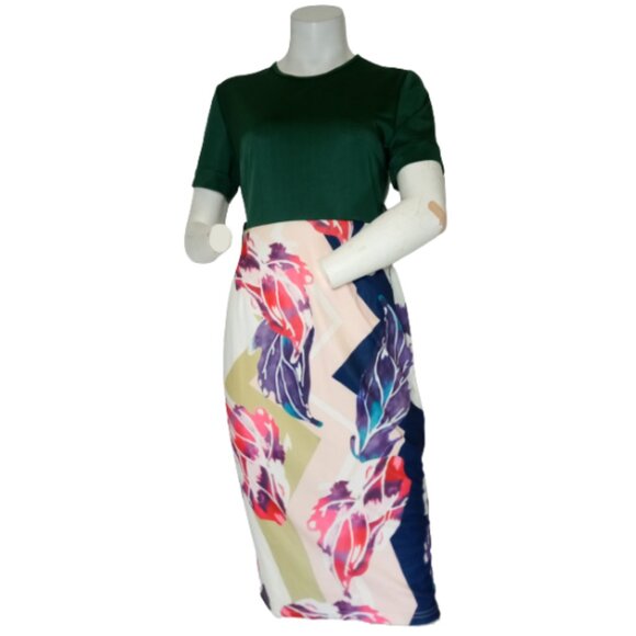 Women Multicolor Short Sleeve Retro Dress - Picture 1 of 1